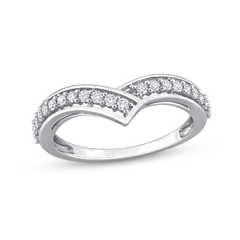 Main Image 1 of 0.31 CT. T.W. Diamond Bypass Contour Anniversary Band in 10K White Gold