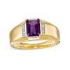 Thumbnail Image 0 of Men's Emerald-Cut Amethyst and Diamond Accent Collar Ring in 10K Gold