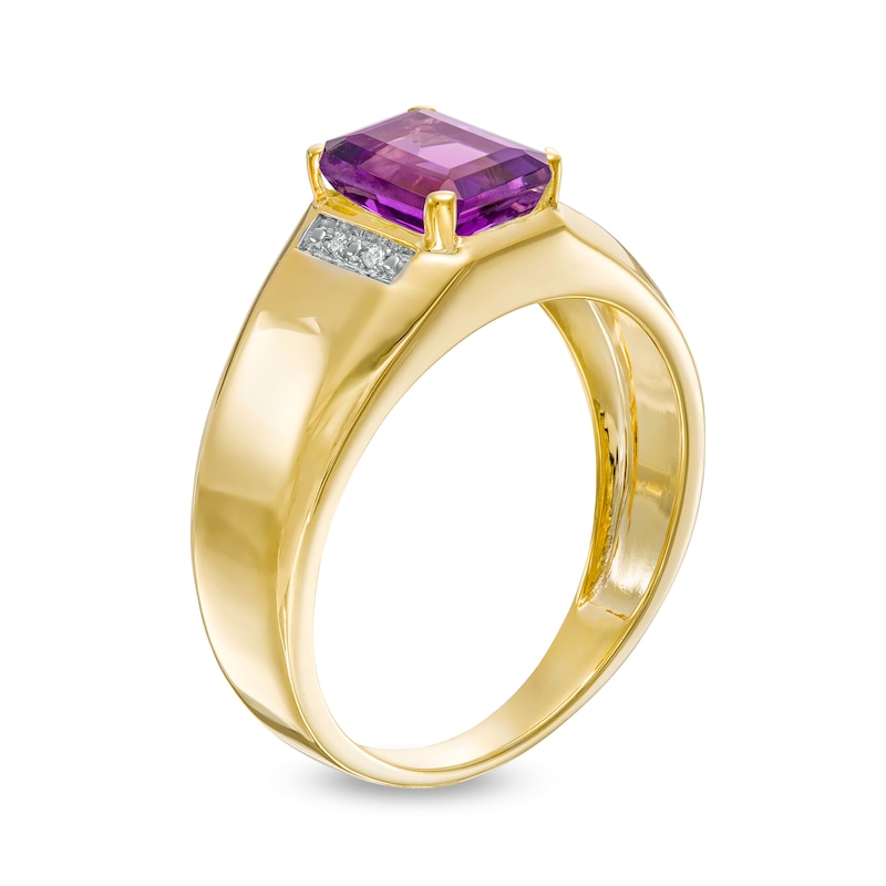 Men's Emerald-Cut Amethyst and Diamond Accent Collar Ring in 10K Gold|Peoples Jewellers