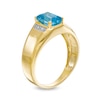 Thumbnail Image 3 of Men's Emerald-Cut Swiss Blue Topaz and Diamond Accent Collar Ring in 10K Gold