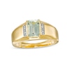 Thumbnail Image 0 of Men's Emerald-Cut Aquamarine and Diamond Accent Collar Ring in 10K Gold