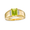 Thumbnail Image 0 of Men's Emerald-Cut Peridot and Diamond Accent Collar Ring in 10K Gold