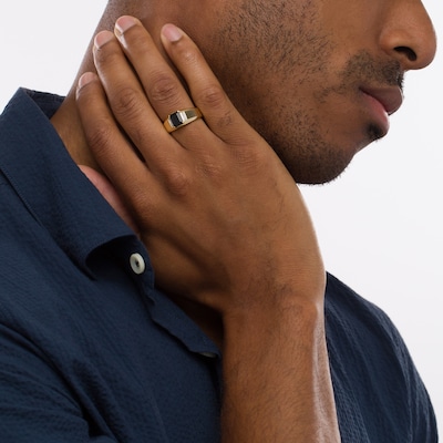 Men's Emerald-Cut Onyx and Diamond Accent Collar Ring in 10K Gold