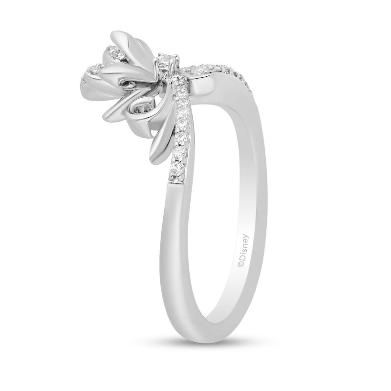 Enchanted Disney Elsa 0.145 CT. T.W. Diamond Flower Tiara Ring in Sterling Silver – Size 7
