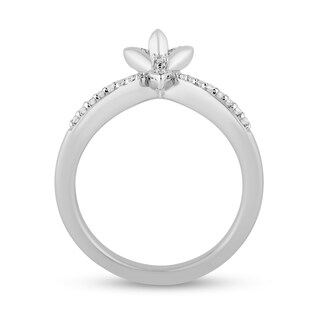 Enchanted Disney Elsa 0.145 CT. T.W. Diamond Flower Tiara Ring in Sterling Silver – Size 7