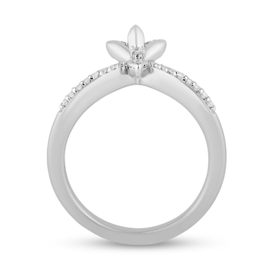 Enchanted Disney Elsa 0.145 CT. T.W. Diamond Flower Tiara Ring in Sterling Silver – Size 7