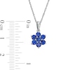 Thumbnail Image 2 of Blue Lab-Created Sapphire Flower Drop Pendant in 10K White Gold