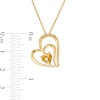 6.0mm Citrine and White Lab-Created Sapphire Beaded Tilted Loop Double Heart Pendant in 10K Gold