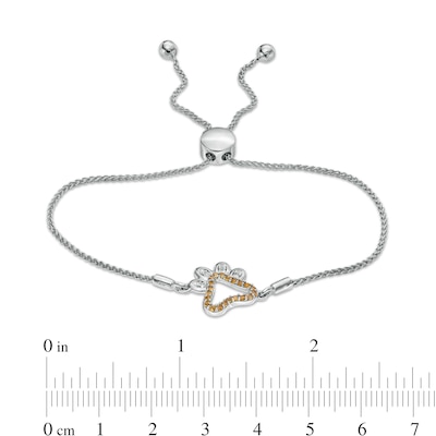 Citrine and White Lab-Created Sapphire Paw Print Outline Bolo Bracelet in Sterling Silver - 9.5"