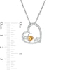 Thumbnail Image 2 of 4.0mm Citrine and White Lab-Created Sapphire Cursive "Love" Tilted Heart Pendant in Sterling Silver