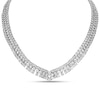 White Lab-Created Sapphire Graduated Triple Row Bib Necklace in Sterling Silver