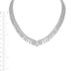 White Lab-Created Sapphire Graduated Triple Row Bib Necklace in Sterling Silver