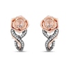 Enchanted Disney Aurora Morganite and 0.085 CT. T.W. Diamond Rose Drop Earrings in Sterling Silver and 10K Rose Gold