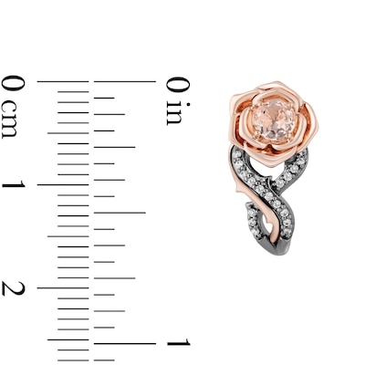 Enchanted Disney Aurora Morganite and 0.085 CT. T.W. Diamond Rose Drop Earrings in Sterling Silver and 10K Rose Gold