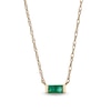 Baguette Emerald Solitaire Necklace in 10K Gold