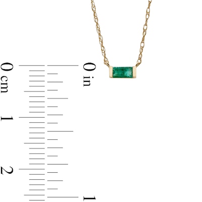 Baguette Emerald Solitaire Necklace in 10K Gold