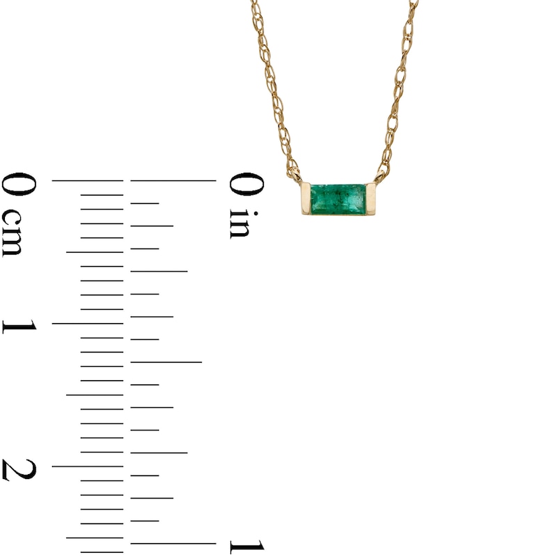 Baguette Emerald Solitaire Necklace in 10K Gold|Peoples Jewellers