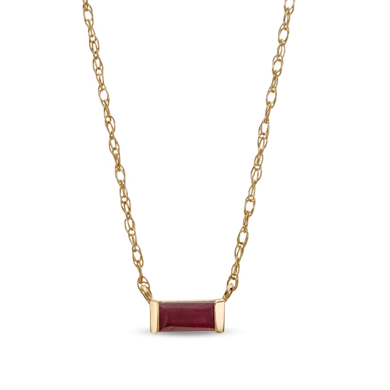 Baguette Ruby Solitaire Necklace in 10K Gold|Peoples Jewellers