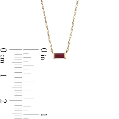 Baguette Ruby Solitaire Necklace in 10K Gold