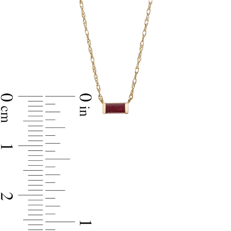 Baguette Ruby Solitaire Necklace in 10K Gold|Peoples Jewellers