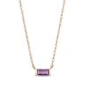Thumbnail Image 0 of Baguette Amethyst Solitaire Necklace in 10K Gold