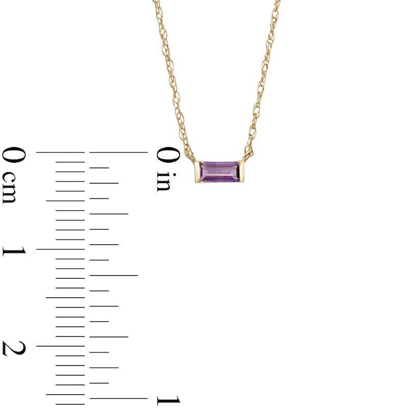 Baguette Amethyst Solitaire Necklace in 10K Gold|Peoples Jewellers