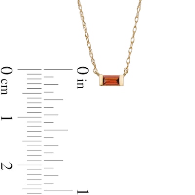 Baguette Garnet Solitaire Necklace in 10K Gold