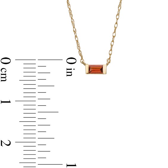 Baguette Garnet Solitaire Necklace in 10K Gold