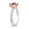 Enchanted Disney Snow White Garnet and 0.085 CT. T.W. Diamond Flower Ring in Sterling Silver and 10K Rose Gold - Size 7