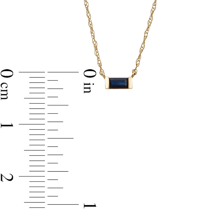 Baguette Blue Sapphire Solitaire Necklace in 10K Gold|Peoples Jewellers