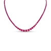 Thumbnail Image 0 of Lab-Created Ruby Graduated Tennis Necklace in Sterling Silver