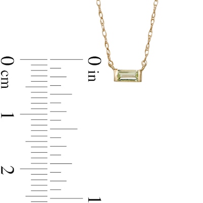 Baguette Peridot Solitaire Necklace in 10K Gold