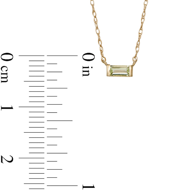 Baguette Peridot Solitaire Necklace in 10K Gold|Peoples Jewellers
