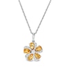 Pear-Shaped Citrine and White Lab-Created Sapphire Swirl Flower Drop Pendant in Sterling Silver