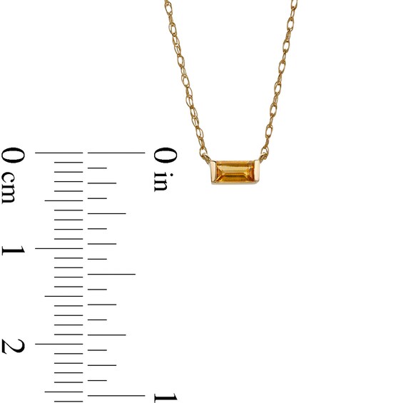 Baguette Citrine Solitaire Necklace in 10K Gold