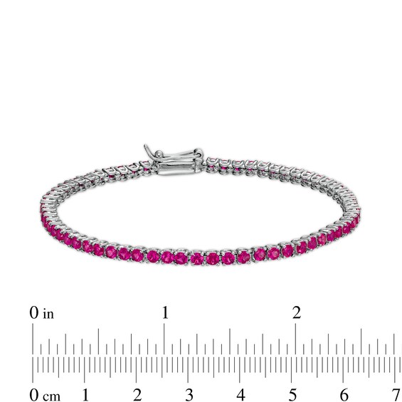 Lab-Created Ruby Tennis Bracelet in Sterling Silver - 7.25"