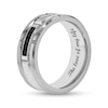 Men's 0.12 CT. T.W. Black Enhanced and White Diamond Brick Pattern Wedding Band in Tungsten and Black IP (1 Line)