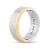 Men's 8.0mm Multi-Finish Lord's Prayer Comfort-Fit Engravable Wedding Band in Stainless Steel and Yellow IP (1 Line)