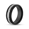 Men's 8.0mm Double Row Rectangle Pattern Comfort-Fit Wedding Band in Stainless Steel and Black IP (1 Line)