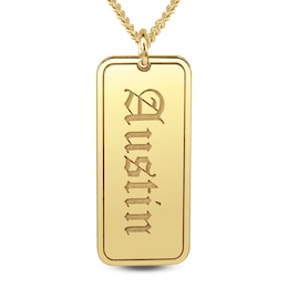 Men's Engravable Gothic-Style Rectangular Dog Tag Pendant (1 Line)