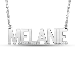 Diamond Accent Uppercase Block Name Necklace (1 Line)