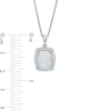 Cushion-Cut Lab-Created Opal and White lab-Created Sapphire Frame Pendant and Stud Earrings Set in Sterling Silver