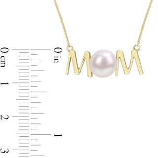 7.0-7.5mm Freshwater Cultured Pearl "MOM" Necklace in 10K Gold-17"