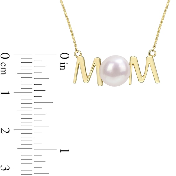 7.0-7.5mm Freshwater Cultured Pearl "MOM" Necklace in 10K Gold-17"