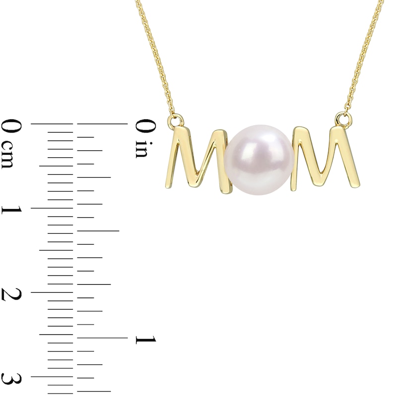 7.0-7.5mm Freshwater Cultured Pearl "MOM" Necklace in 10K Gold-17"