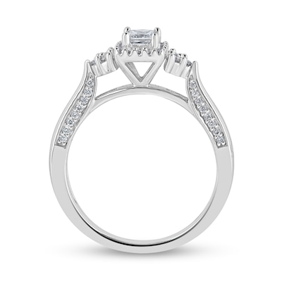 0.45 CT. T.W. Princess-Cut Diamond Frame Tri-Sides Engagement Ring in 14K White Gold