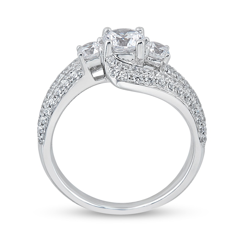 1.45 CT. T.W. Diamond Three Stone Bypass Engagement Ring in 14K White Gold