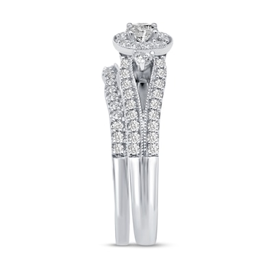 0.53 CT. T.W. Diamond Frame Split Shank Bridal Set in 10K White Gold