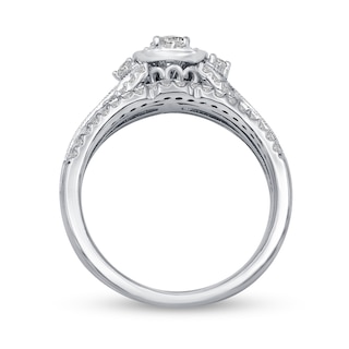 0.53 CT. T.W. Diamond Frame Split Shank Bridal Set in 10K White Gold