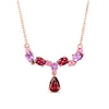 Thumbnail Image 0 of Multi-Shaped Garnet, Amethyst and Pink Tourmaline Scatter "Y" Necklace in 10K Rose Gold